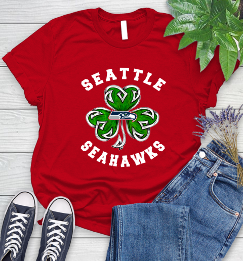 NFL Seattle Seahawks Three Leaf Clover St Patrick's Day Football Sports Women's T-Shirt 14 NFL Seattle Seahawks Three Leaf Clover St Patrick's Day Football Sports Women's T-Shirt - Image 14