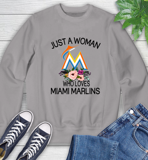 MLB Just A Woman Who Loves Miami Marlins Baseball Sports Sweatshirt 3
