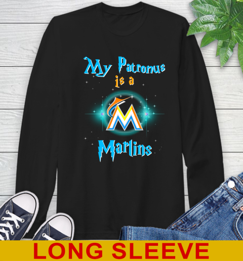 MLB Baseball Harry Potter My Patronus Is A Miami Marlins Long Sleeve T-Shirt