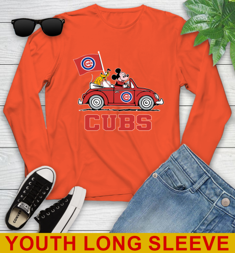 MLB Baseball Chicago Cubs Pluto Mickey Driving Disney Shirt Youth Long Sleeve 4