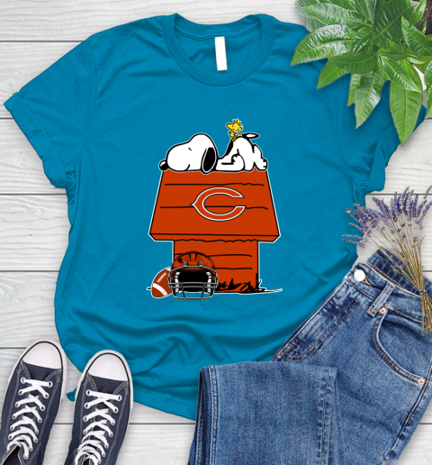 Chicago Bears NFL Football Snoopy Woodstock The Peanuts Movie Women's T-Shirt 7