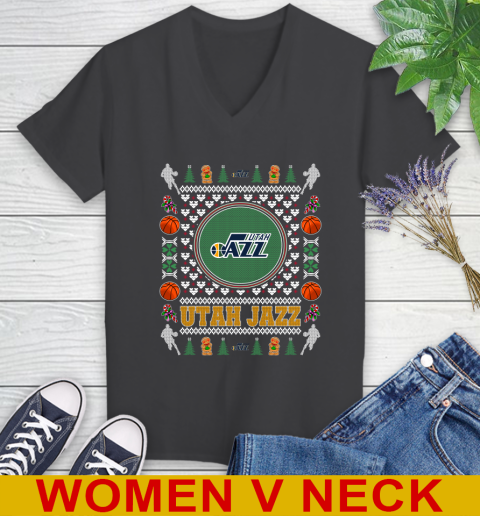 Utah Jazz Merry Christmas NBA Basketball Loyal Fan Women's V-Neck T-Shirt 8