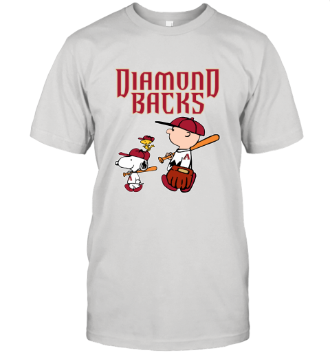 Arizona Diamondbakcs Let's Play Baseball Together Snoopy MLB Unisex Jersey Tee