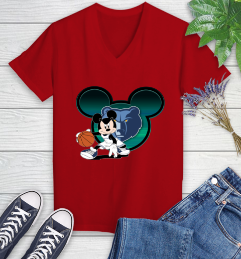 NBA Memphis Grizzlies Mickey Mouse Disney Basketball Women's V-Neck T-Shirt 12