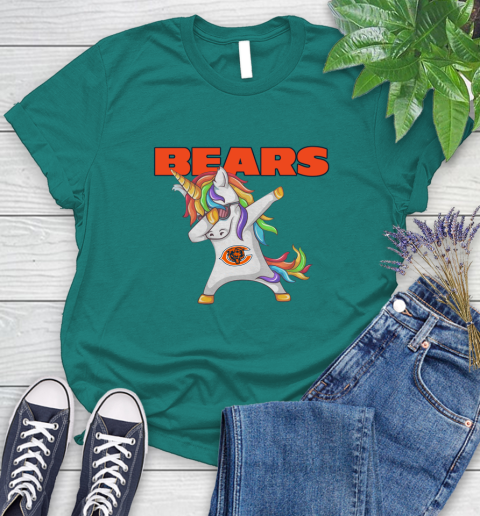 Chicago Bears NFL Football Funny Unicorn Dabbing Sports Women's T-Shirt 12