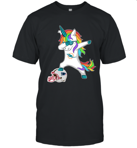 Football Dabbing Unicorn Steps On Helmet Miami Dolphins Unisex Jersey Tee