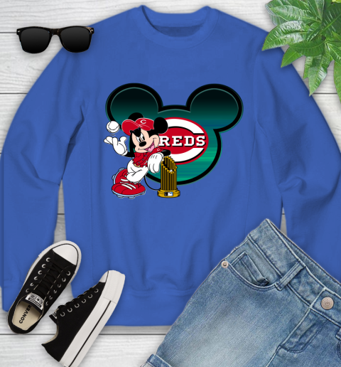 MLB Cincinnati Reds The Commissioner's Trophy Mickey Mouse Disney Youth Sweatshirt 8