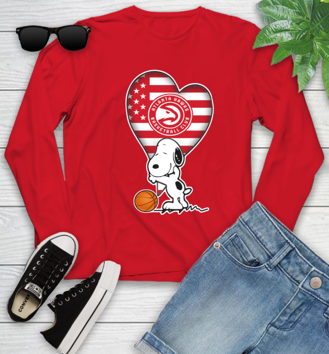 Atlanta Hawks NBA Basketball The Peanuts Movie Adorable Snoopy Youth Long Sleeve 11