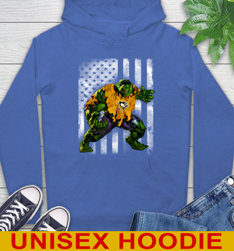 Pittsburgh Penguins Hulk Marvel Avengers NHL Hockey American Flag Hoodie 9