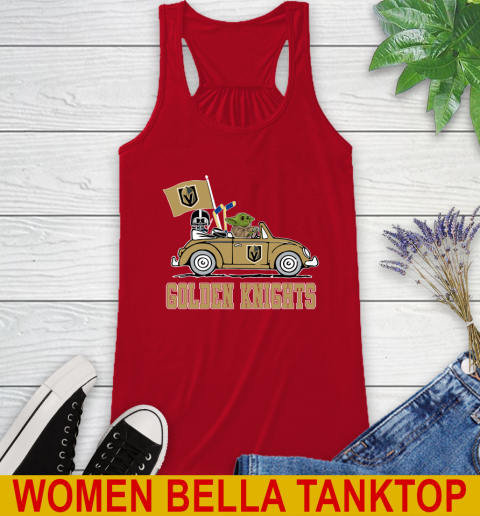 NHL Hockey Vegas Golden Knights Darth Vader Baby Yoda Driving Star Wars Shirt Racerback Tank 6