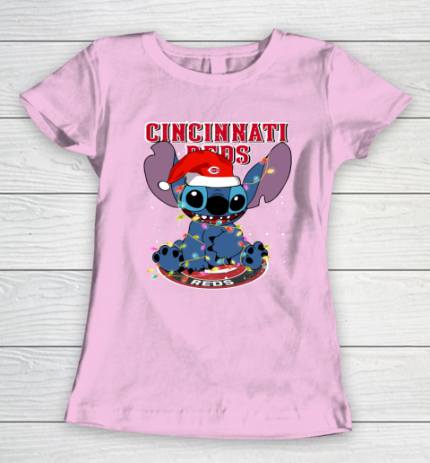 Cincinnati Reds MLB noel stitch Baseball Christmas Women's T-Shirt 6