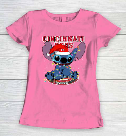 Cincinnati Reds MLB noel stitch Baseball Christmas Women's T-Shirt 9