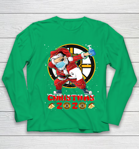 Boston Bruins Funny Santa Claus Dabbing Christmas 2020 NHL Youth Long Sleeve 4