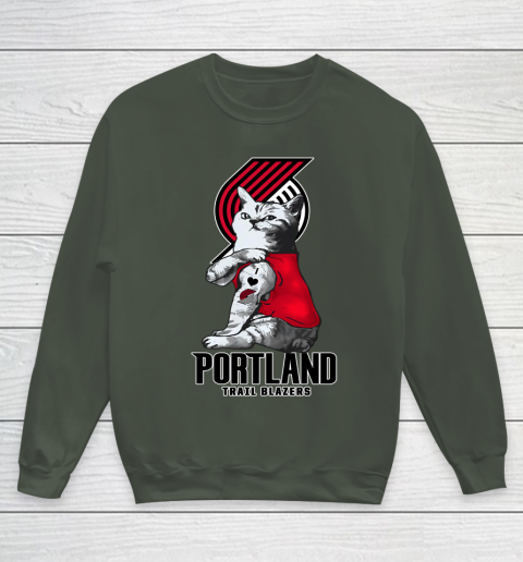 NBA Basketball My Cat Loves Portland Trail Blazers Youth Sweatshirt 8