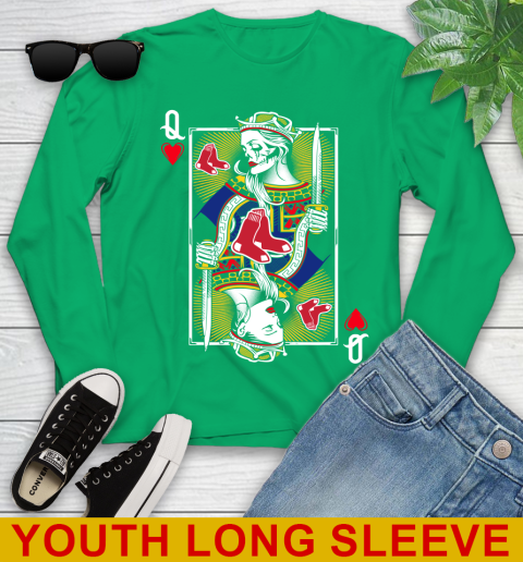 MLB Baseball Boston Red Sox The Queen Of Hearts Card Shirt Youth Long Sleeve 7