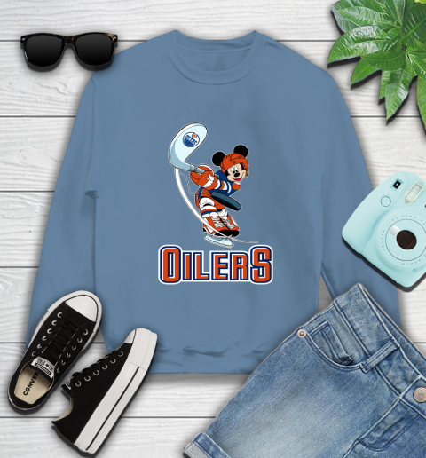 NHL Hockey Edmonton Oilers Cheerful Mickey Mouse Shirt Sweatshirt 8