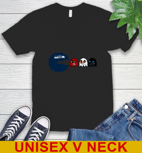 Seattle Seahawks NFL Football Pac Man Champion V-Neck T-Shirt 2