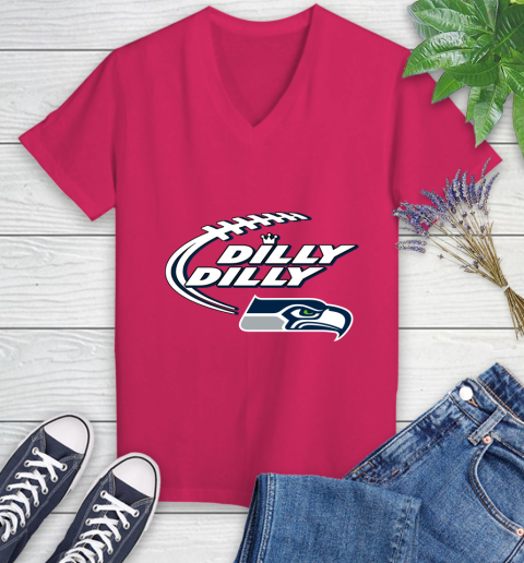NFL Seattle Seahawks Dilly Dilly Football Sports Women's V-Neck T-Shirt 9