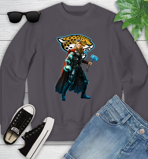 NFL Thor Avengers Endgame Football Jacksonville Jaguars Youth Sweatshirt 6