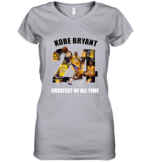 Kobe Bryant Greatest Of All Time Number 24 Signature Women's V-Neck T-Shirt