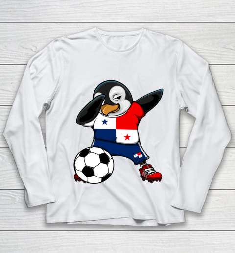 Dabbing Penguin Panama Soccer Fans Jersey Football Lovers Youth Long Sleeve