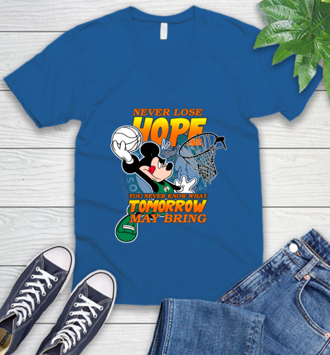 Boston Celtics NBA Basketball Mickey Disney Never Lose Hope V-Neck T-Shirt 5