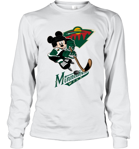 NHL Minnesota Wild Mickey Mouse Disney Hockey T Shirt Long Sleeve