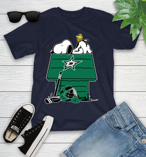 Dallas Stars NHL Hockey Snoopy Woodstock The Peanuts Movie Youth T-Shirt 3