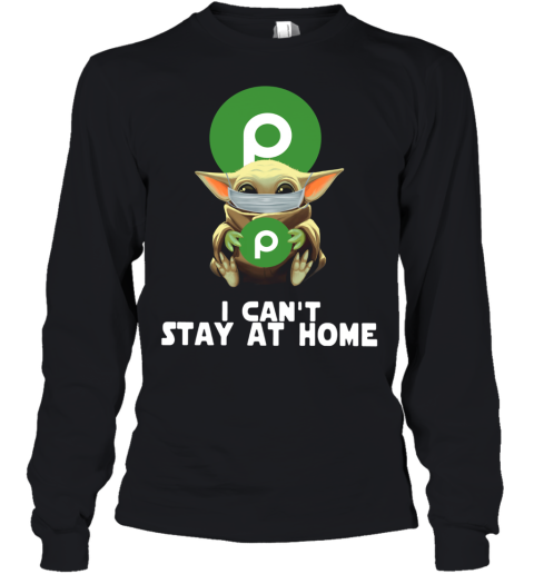 Baby Yoda Face Mask Hug Publix I Can't Stay At Home shirt Youth Long Sleeve