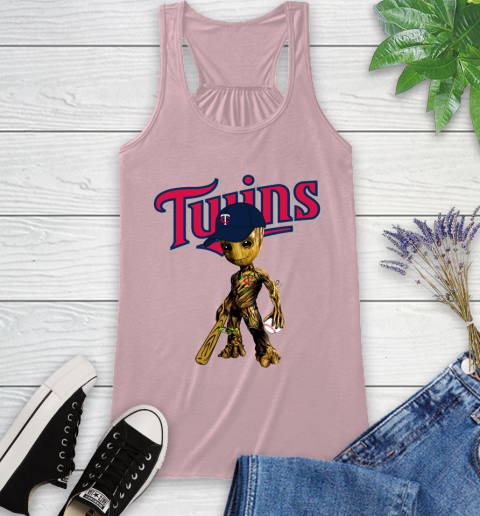 MLB Minnesota Twins Groot Guardians Of The Galaxy Baseball Racerback Tank 11
