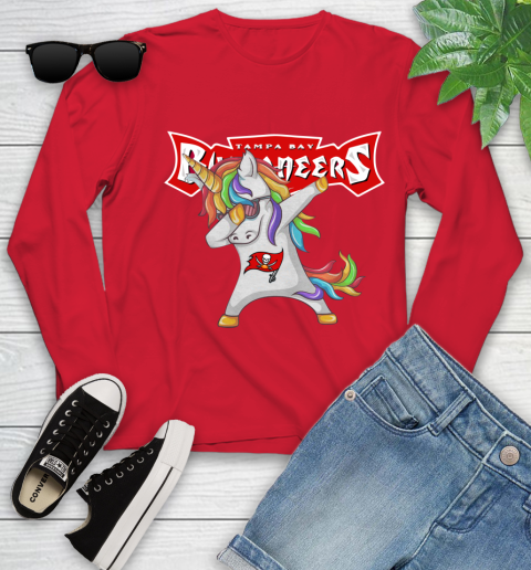 Tampa Bay Buccaneers NFL Football Funny Unicorn Dabbing Sports Youth Long Sleeve 11