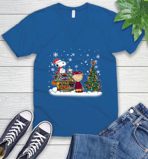 Cleveland Cavaliers NBA Basketball Christmas The Peanuts Movie Snoopy Championship V-Neck T-Shirt 5