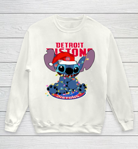 Detroit Pistons NBA noel stitch Basketball Christmas Youth Sweatshirt