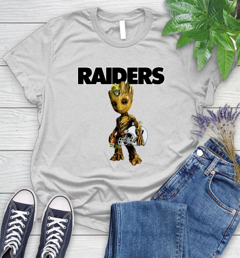 Oakland Raiders NFL Football Groot Marvel Guardians Of The Galaxy Women's T-Shirt