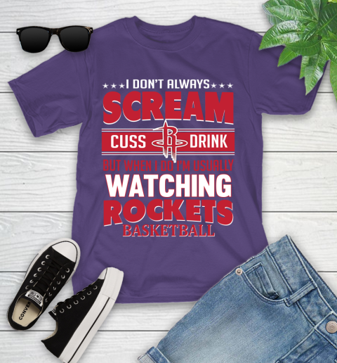 Houston Rockets NBA Basketball I Scream Cuss Drink When I'm Watching My Team Youth T-Shirt 3