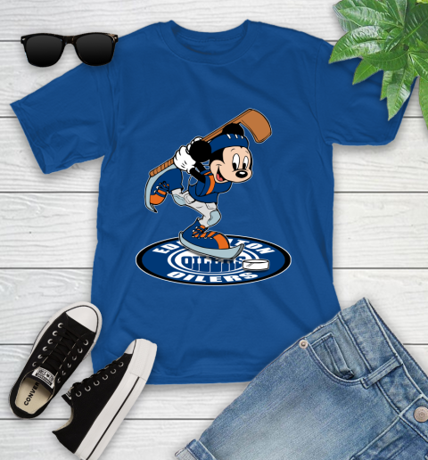 NHL Hockey Edmonton Oilers Cheerful Mickey Disney Shirt Youth T-Shirt 9