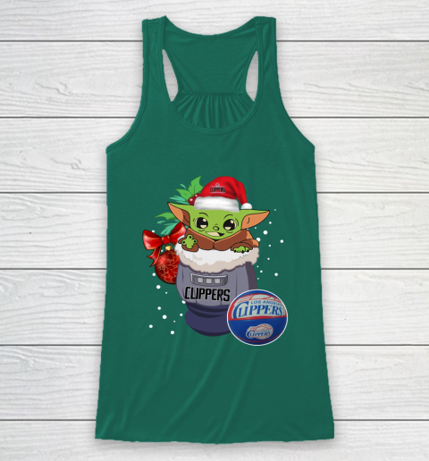 LA Clippers Christmas Baby Yoda Star Wars Funny Happy NBA Racerback Tank 6