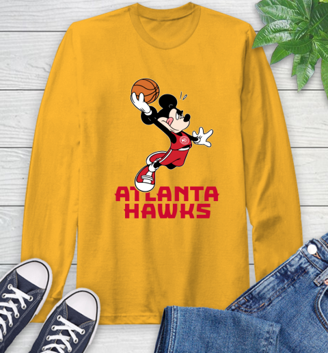 NBA Basketball Atlanta Hawks Cheerful Mickey Mouse Shirt Long Sleeve T-Shirt 3