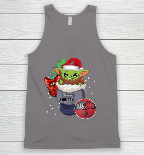 Portland Trail Blazers Christmas Baby Yoda Star Wars Funny Happy NBA Tank Top 7