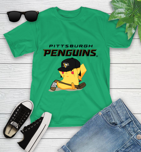 NHL Pikachu Hockey Sports Pittsburgh Penguins Youth T-Shirt 6