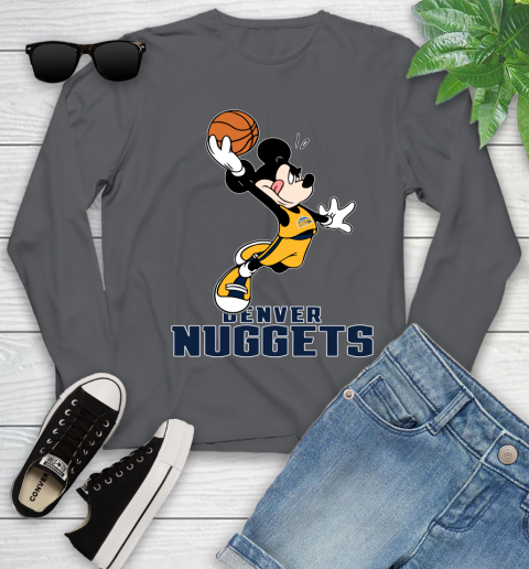 NBA Basketball Denver Nuggets Cheerful Mickey Mouse Shirt Youth Long Sleeve 8