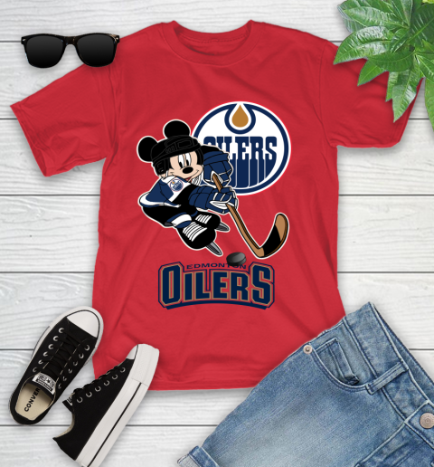 NHL Edmonton Oilers Mickey Mouse Disney Hockey T Shirt Youth T-Shirt 22
