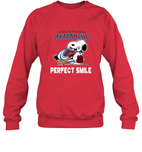 f0yj colorado avalanche snoopy perfect smile the peanuts sweatshirt 35 front red