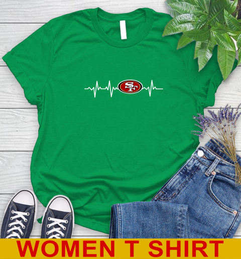 San Francisco 49ers NFL Football Heart Beat Shirt Women's T-Shirt 7