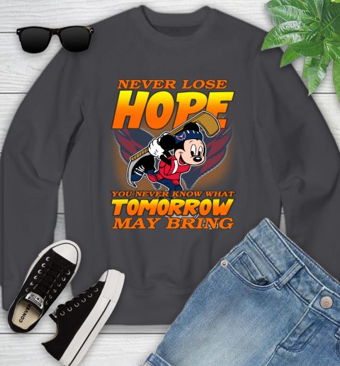 Washington Capitals NHL Hockey ootball Mickey Disney Never Lose Hope Youth Sweatshirt 5