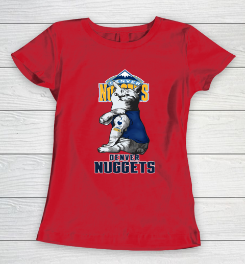 NBA Basketball My Cat Loves Denver Nuggets Women's T-Shirt 9