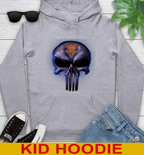 New York Knicks NBA Basketball Punisher Skull Sports Youth Hoodie 6