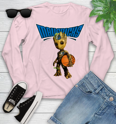 Dallas Mavericks NBA Basketball Groot Marvel Guardians Of The Galaxy Youth Long Sleeve 10