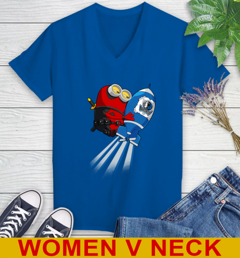 NBA Basketball Dallas Mavericks Deadpool Minion Marvel Shirt Women's V-Neck T-Shirt 9