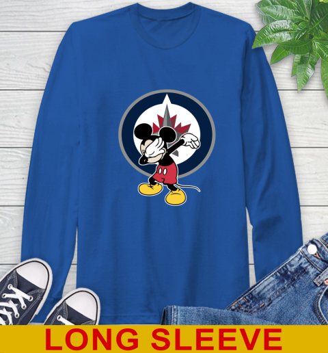 Winnipeg Jets NHL Hockey Dabbing Mickey Disney Sports Long Sleeve T-Shirt 9